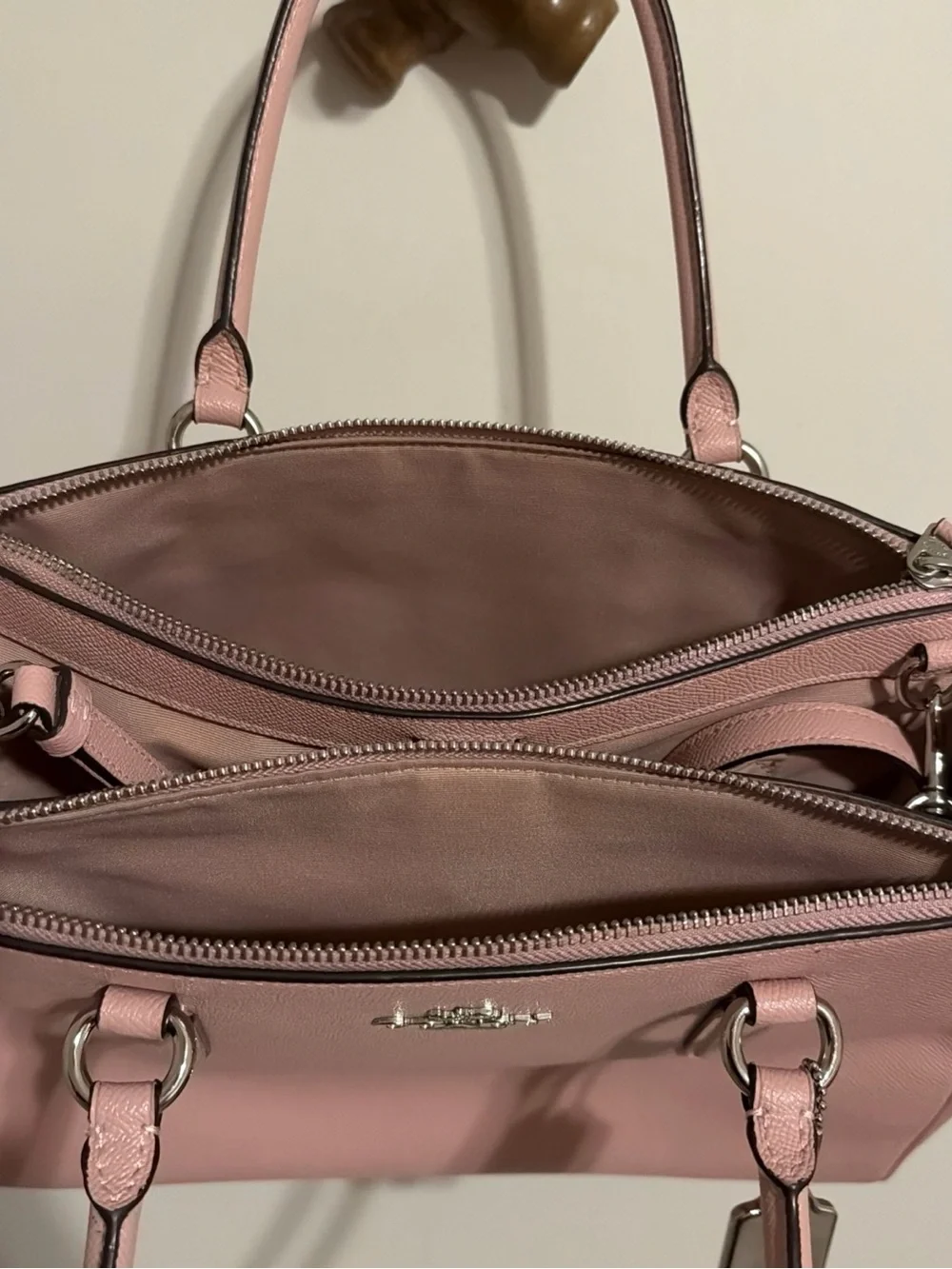 COACH Pink Leather Satchel with Silver Hardware